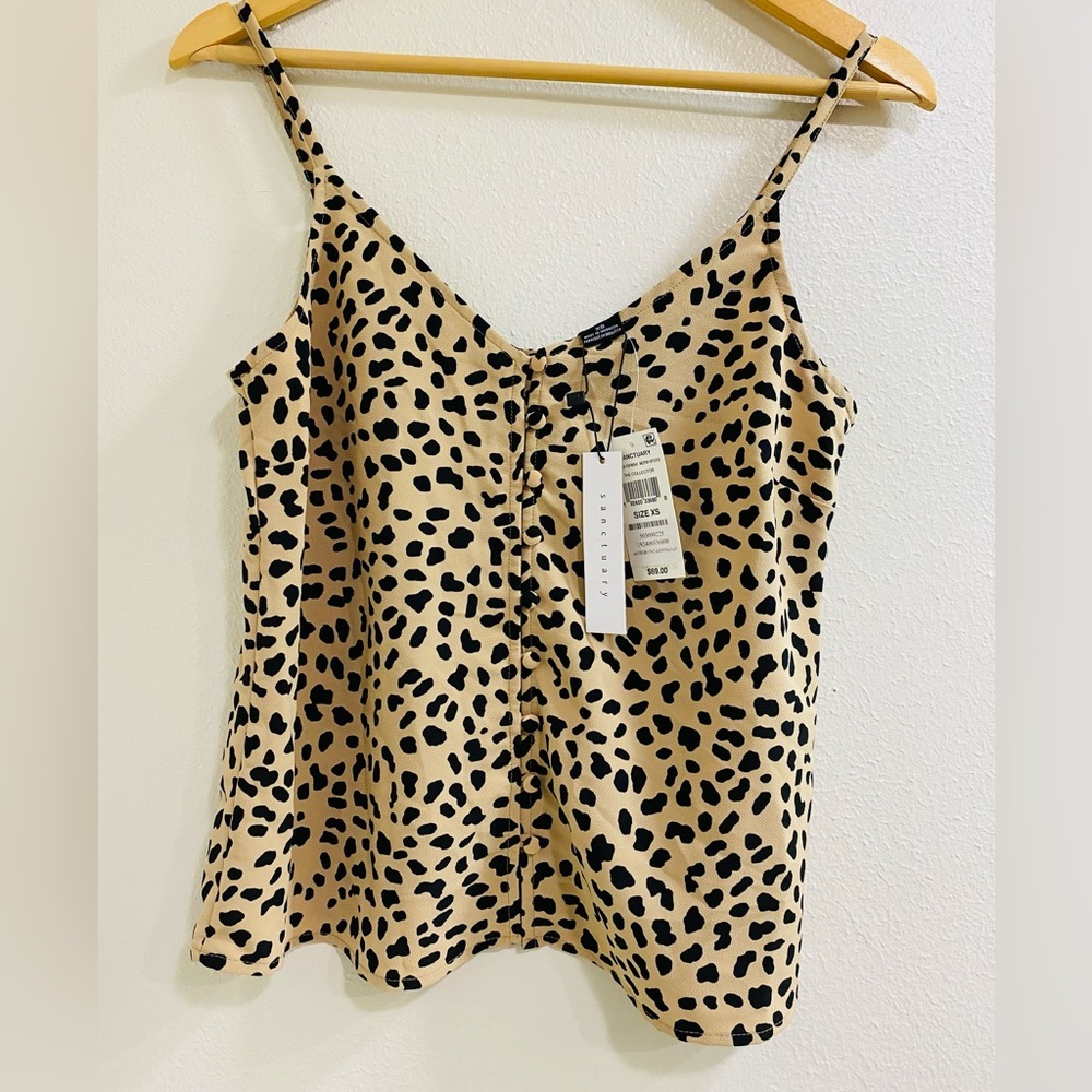 NWT Sanctuary Tan and Black Animal Print Camisole Size XS - Picture 4 of 6